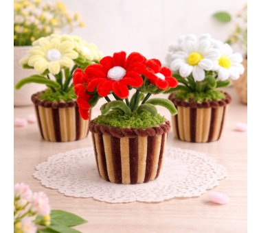 Ръчно изработени плюшени маргаритки „Нежна пролет“