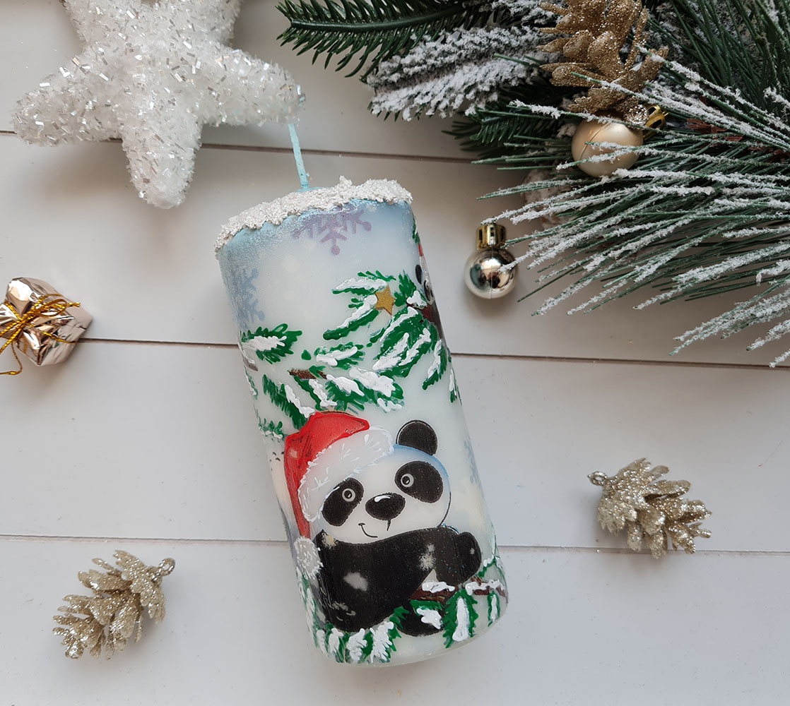 Коледна свещ "Панда"
