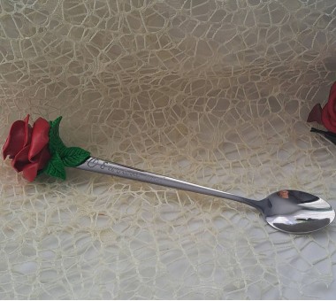 Лъжичка с роза и гравиран надпис